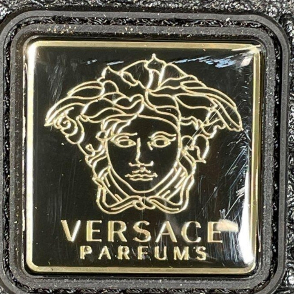 NEW Versace Parfums Black Faux Leather Weekender Gold Medusa Tote Bag - Picture 4 of 13